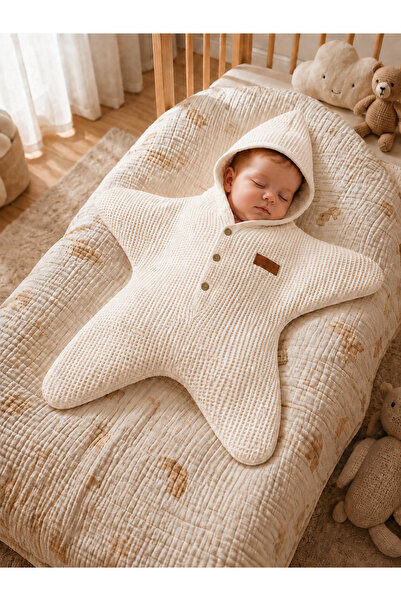 limebabies Yıldız Şekilli Bebek Tulumu 0-6 Ay Unısex Kapüşonlu Waffle Dokulu ...