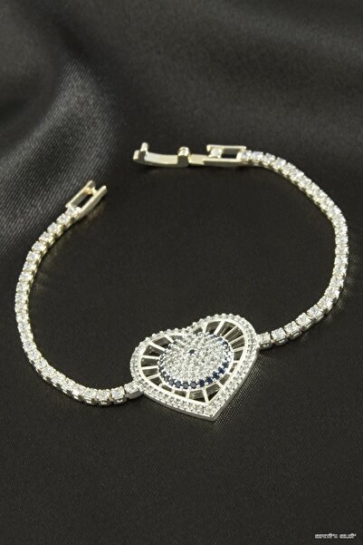 ZERO LAND Spt-Gld Heart Zircon Stone Children's Bracelet 16 cm (110634) Silve...