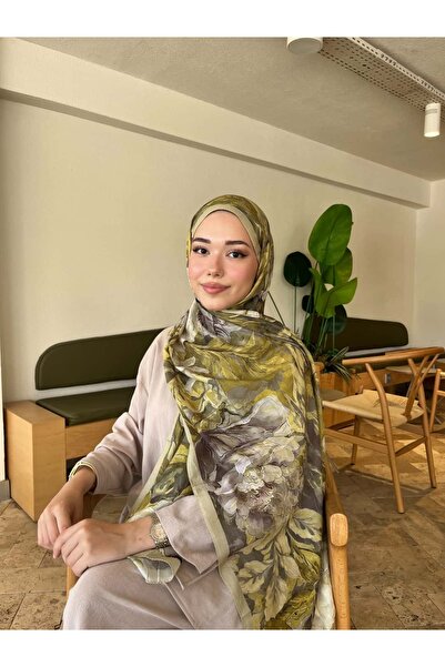 Rise Scarf Rossa Desen Pamuk Kraş Şal Zeytin yeşili
