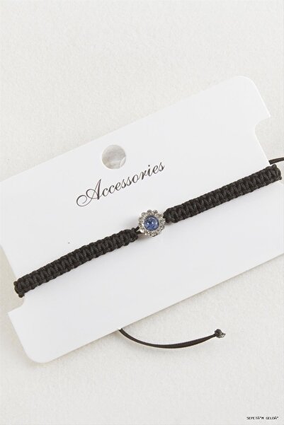 ZERO LAND Spt-Gld Flower Stone Macrame Braided Bracelet (110938) Blue