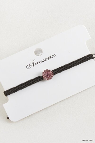 ZERO LAND Spt-Gld Flower Stone Macrame Braided (110935) Bracelet Pink