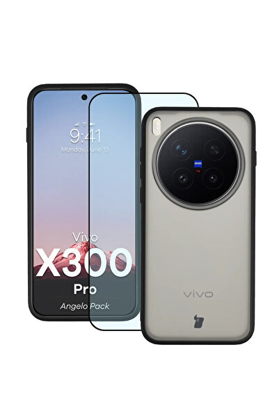 BizonMobile Σετ Προστασίας 2 σε 1 για Vivo X300 Pro, Θήκη Angelo & Γυαλί, Μαύρο