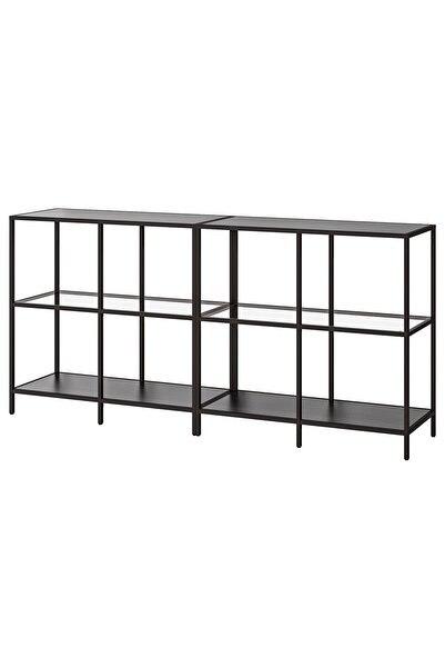 OEM Ansamblu depozitare 200x36x93 cm negru-maro/sticlă VITTSJÖ Etajere