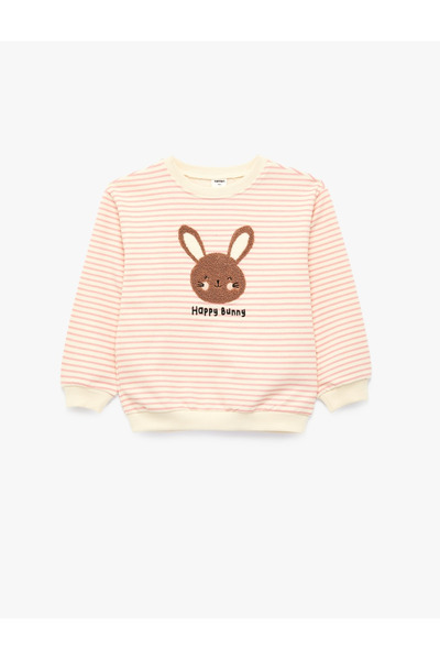Koton Kids Baby Girl Long Sleeve Crew Neck Sweatshirt with Rabbit Embroidery ...