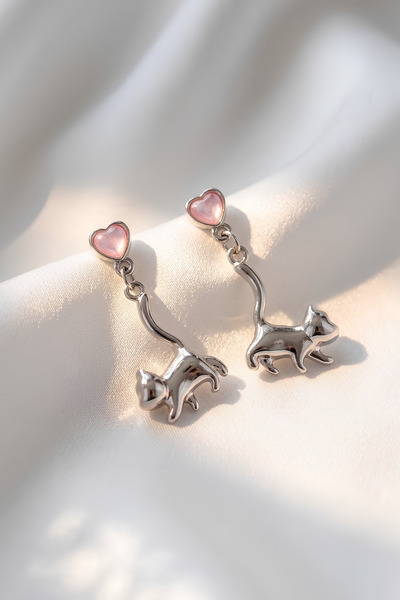 Elifsu Jewelry Y2K Earrings High Quality Zircon Plated Cat Figure Dangle Earr...