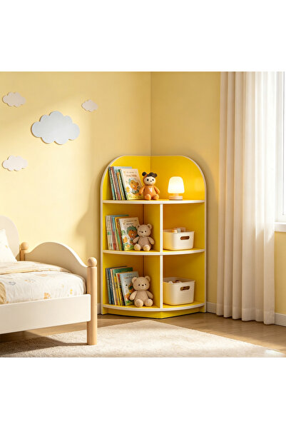 HayaBazaar 39*39*91.2cm Kids Corner Bookcase, Open Cubby Toy Storage Organize...