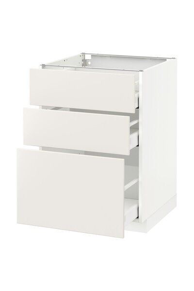 OEM Corp bază cu 3 sertare 60x60 cm alb/Veddinge alb METOD / MAXIMERA Corpuri...