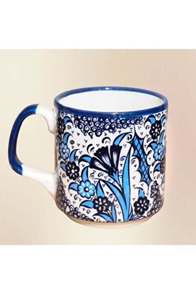 Generic Brand Ceramic Mug with Blue Floral Pattern