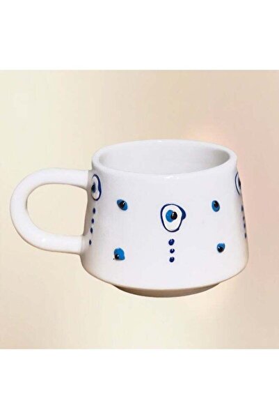 Generic Brand Handmade Ceramic Coffee Tea Cup with Evil Eye Design