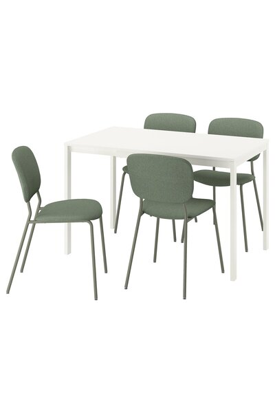 OEM Masă + 4 scaune 84/120x74 cm alb/verde Tibbleby gri-verde VIHALS / VIHALS...