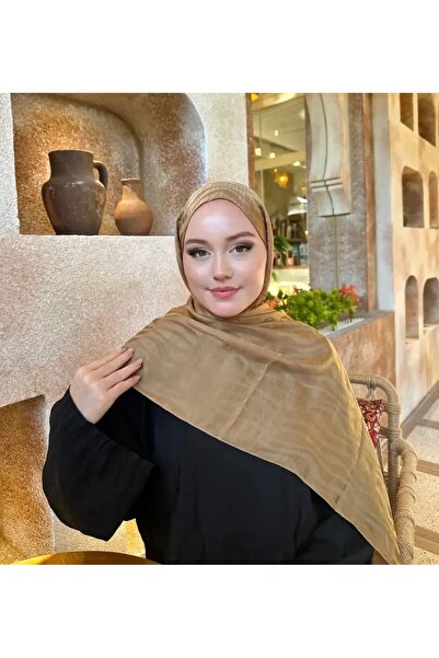 Rise Scarf Su Yolu Desen Pamuk Jakar Şal Camel