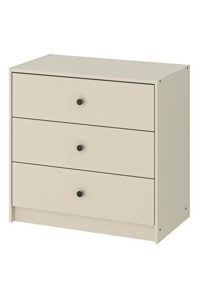 OEM Comodă 3 sertare 69x67 cm bej deschis GURSKEN Comode cu Sertare