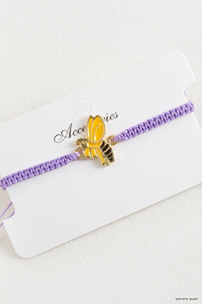 ZERO LAND Spt-Gld Bee Macrame Braided Bracelet (110856) Lilac