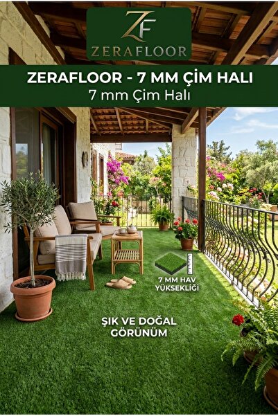 Zera Floor Geniş Ölçü Seçenekli Bahçe Balkon Dekoratif 7 mm Kaymaz Taban Yıka...