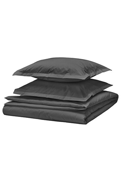 OEM Duvet cover + 2 Pillow 200x200/50x60 cm dark grey HAMPFLOCKEL Duvet cover...
