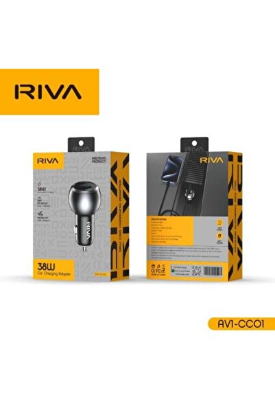 Riva شاحن سيارة بقوة 38 واط مع منفذ USB-A و USB-C |   شحن سريع |   تصميم عصري...