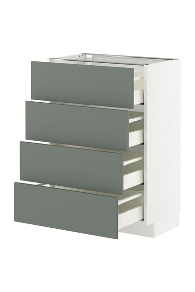 OEM Corp bază/4 fronturi/4 sertare 60x37 cm alb/Nickebo gri-verde mat METOD /...