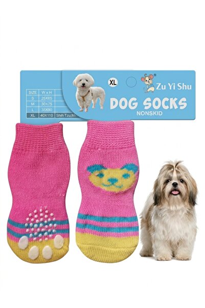 Patibon Kaymaz Tabanlı Ayarlanabilir Köpek Çorabı - Pati Koruyucu Sevimli Des...