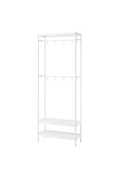 OEM Suport haine+depozitare pantofi 78x32x200 cm alb MACKAPÄR Bare pentru ume...