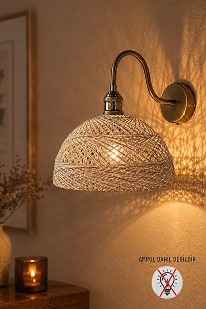 Bamyum Bohemian Beige Recycle Yarn Jute Handmade Metal Antique Body Sconce Wa...