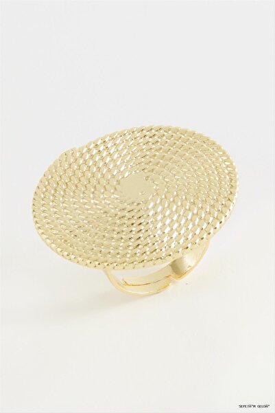 ZERO LAND Spt-Gld Wicker Look Metal (112216) Ring Yellow