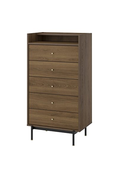 OEM Comodă 5 sertare 70x48x132 cm maro aspect nuc RÅDMANSÖ Comode cu Sertare