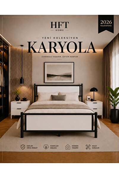 HFT HOME Metal Karyola, Çınar Sunta Başlıklı Metal Karyola