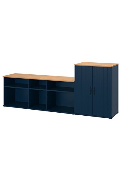 OEM Ansamblu depozitare TV 226x38x90 cm negru-albastru SKRUVBY Depozitare med...