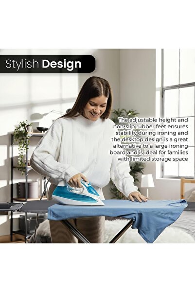 GENERAL Adjustable Height Ironing Board with Heat Resistant Cover, 7-Level He...