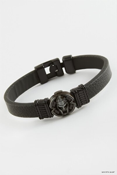 ZERO LAND Spt-Gld Mifer Quality Faux Leather (111616) Bracelet Black