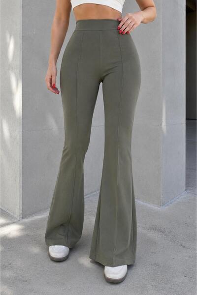 ModaMania Women's Crepe High Waist Spanish Flare Pants