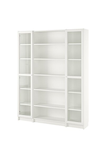 OEM Combinație bibliotecă+uși sticlă 160x202 cm alb BILLY / OXBERG Biblioteci
