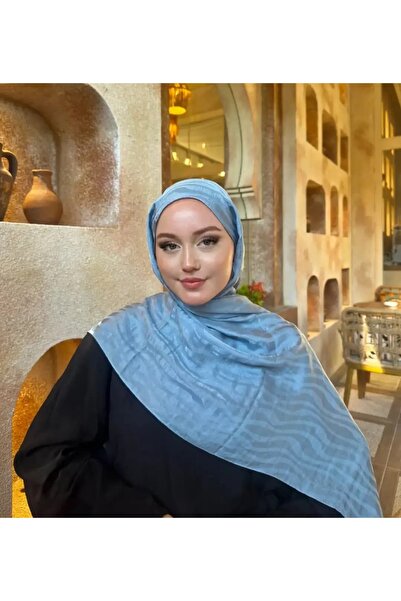 Rise Scarf Su Yolu Desen Pamuk Jakar Şal Bebe mavi