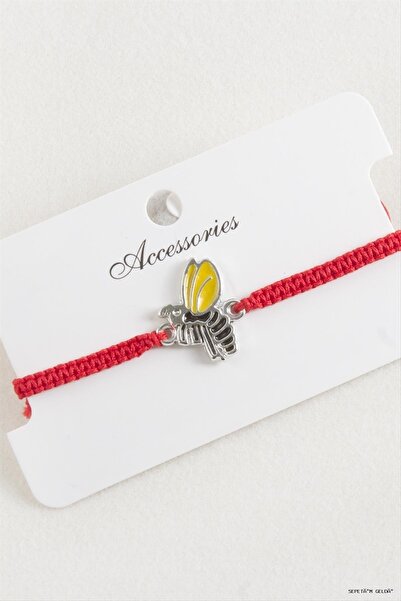 ZERO LAND Spt-Gld Bee Macrame Braided Bracelet (110902) Red