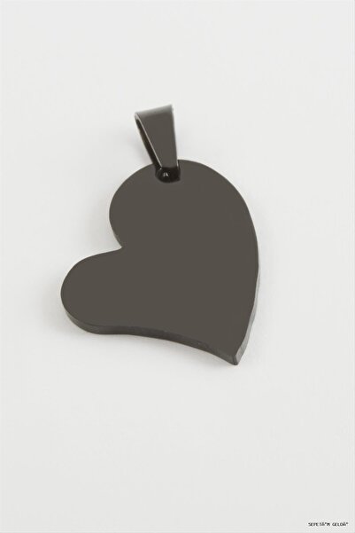 ZERO LAND Spt-Gld Heart Name Engravable Steel Pendant 2.5 (115003) cm Black
