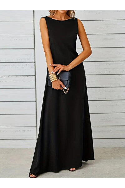 Wear Up Women's Sleeveless Boat Neck Maxi Janjan Crepe Dress