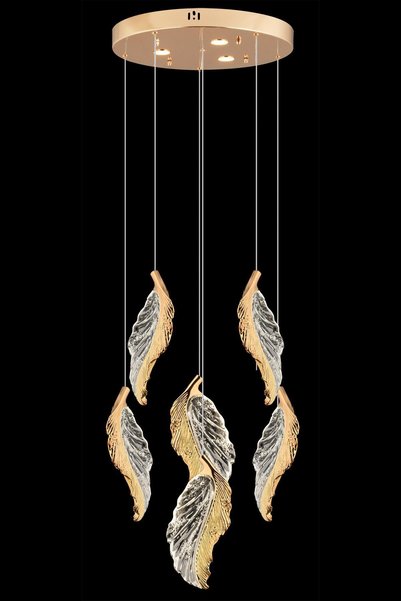 Akgül Kristal 6lı Lüks Avize Gold 3 Renk Ledli