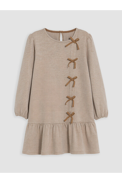 LC Waikiki Brown Bow Detailed Girls' Dress