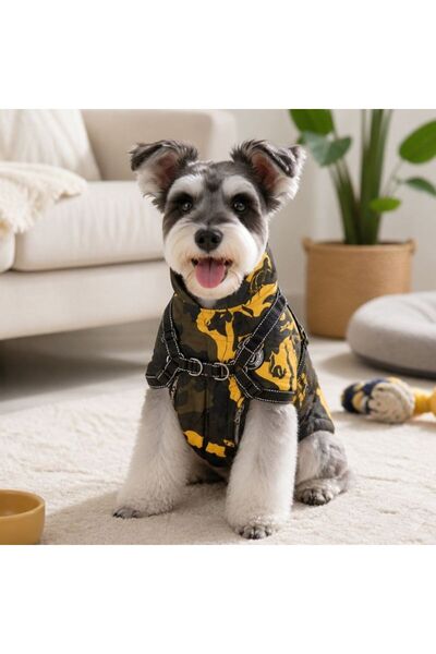 idei Warm camouflage Vest with integrated harness for small dogs, windproof w...