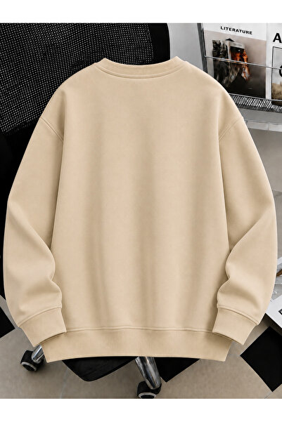 MODARİCH Unisex Kadın/Erkek Brooklyn Renkli Özel Baskılı Oversize Bisiklet Yaka Pamuklu Sweatshirt