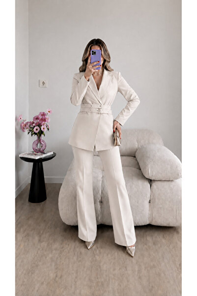 Ekim Store Eyelet Belted Jacket and Trousers Double Blazer Suit