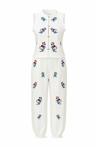 Özge Özgenç Embroidered Vest Pants Set