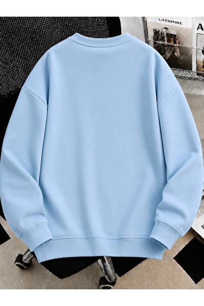 MODARİCH Unisex Kadın/Erkek Brooklyn Renkli Özel Baskılı Oversize Bisiklet Yaka Pamuklu Sweatshirt