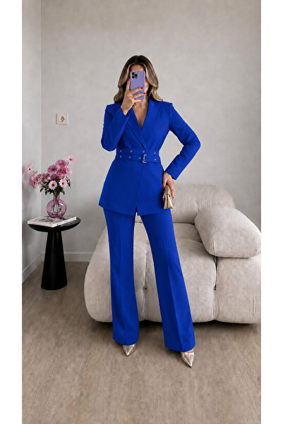 Ekim Store Eyelet Belted Jacket and Trousers Double Blazer Suit
