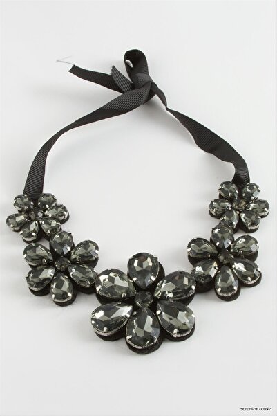 ZERO LAND Spt-Gld Daisy Stone Collar (144651) Necklace Anthracite