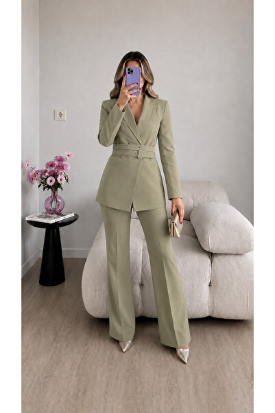 Ekim Store Eyelet Belted Jacket and Trousers Double Blazer Suit