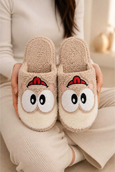 Slipcat Women's Plush Home Slippers with Big-Eyed Frog Figure, Silent Sole, C...
