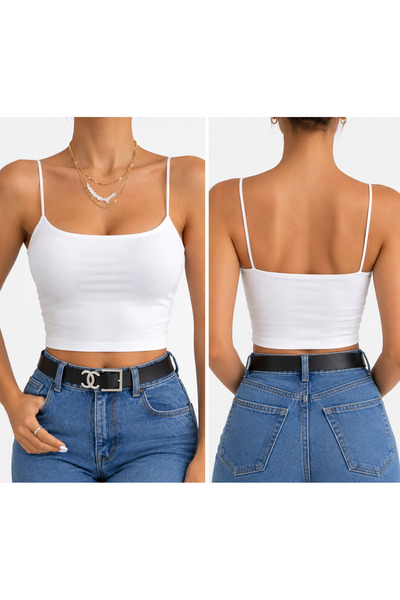 Velarise Lined Crop Bustier Blouse with Rope Straps, Double Set