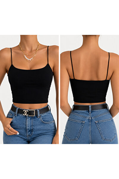 Velarise Lined Crop Bustier Blouse with Rope Straps, Double Set