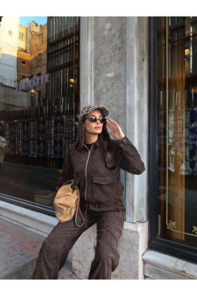ESRAHELVACI Velvet Bag Pocket Jacket Set
